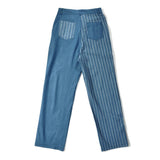 Vintage striped Women's jeans trousers straight high waist denim fabric blue female pants casual chic girl jeans