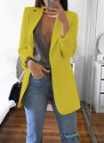 Amfeov New Solid Color Fashion Casual Suit Collar Long Sleeve Slim Temperament Coat Women Large Size Hot Sale Streetwear