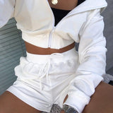 Spring Summer Tracksuit Women 2 Pieces Set Hooded Long Sleeve Hoodies And Shorts Female Casual Suit 2021 New Sportwear Outfits