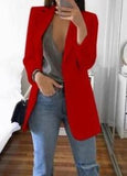 Amfeov New Solid Color Fashion Casual Suit Collar Long Sleeve Slim Temperament Coat Women Large Size Hot Sale Streetwear