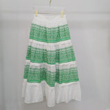 Amfeov Christmas Gift Casual Woman Green Embroidery Cotton Mermaid Skirt 2023 Fashion Female Beach Skirts Ladies High Waisted Skirt