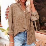Fall outfits back to school Solid Casual Loose Hollow Out Shirts For Women 2023 Summer Women's Oversized Shirts And Blouses Fashion Elegant Youth Female Top