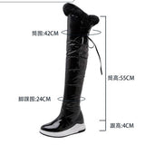 cold weather outfits Amfeov Womans Thigh Boots Snow Shoes Thick Heels Slip On Big Size 42 43 Plush Furry Waterproof Booty Concise