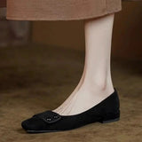 Amfeov Women Flat Shoes 2024 Spring New Fashion Simple Solid Color Anti slip Outdoor Casual Leather Party Dress Women