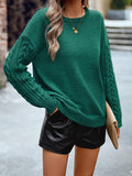 christmas outfit Amfeov Long Sleeves Loose Solid Color Round-Neck Pullovers Sweater