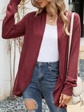 christmas outfit Amfeov Long Sleeves Loose Solid Color Split-Joint Cardigan Coats