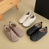 Amfeov 2024 New Women's Shoes One Kick Women's Flats Winter Round Toe Plush Fleece for Warmth Solid Flat Casual Comfortable Loafers