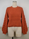 christmas outfit Amfeov Long Sleeves Loose Hollow Solid Color Round-Neck Knitwear Pullovers Sweater Tops