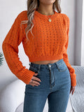 christmas outfit Amfeov Long Sleeves Loose Backless Buttoned Hollow Solid Color Split-Joint Round-Neck Pullovers Sweater Tops