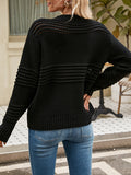 christmas outfit Amfeov Long Sleeves Loose Hollow Solid Color Round-Neck Knitwear Pullovers Sweater Tops