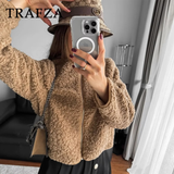 cold weather outfits Amfeov 2024 Autumn Winter Casual Women Jackets Fashion Vintage Pockets Fleece Zipper Solid O Neck Chic Ladies Jackets