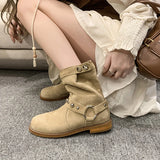 Amfeov Quality Suede Pointy toe Ankle Boots Women Fashion Chelsea Short Boots Winter Simple Comfortable Cowboy Knight Boots