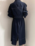 Amfeov Stand Collar Single Loose Tie Trench Dress