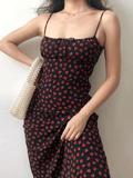 Amfeov Sexy Slim Retro Floral Slip Long Dress