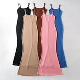 Amfeov 5 Color Simple Niche Fishtail Slip Dress