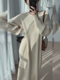 Amfeov Casual Hooded Knitted Long Dress