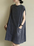 Amfeov Artistic Denim Distressed Sleeveless Dress