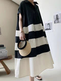 Amfeov French Loose Black&white Oversize Shirt Dress