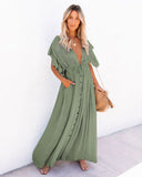 Amfeov Women Summer Vacation Short Sleeve A Line Maxi Dress