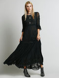 Amfeov Women’s Spring and Autumn Bohemian Embroidered Long Fairy Dress