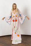 Amfeov Women Spring Summer Bohemian Flower Embroidery Hollow Tassel Decoration Vintage Style Goddess Long Dress