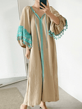 Amfeov Simple Ethnic Style Fringed Dress