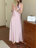 Amfeov Elegant Silk Strappy Backless Slip Dress