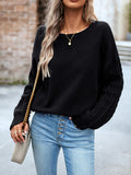 christmas outfit Amfeov Long Sleeves Loose Solid Color Round-Neck Pullovers Sweater