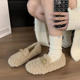 Amfeov Shoes Woman 2024 Modis Autumn Casual Female Sneakers Flats Loafers Fur All-Match New Boat Cute Fall Winter Dress Moccasin