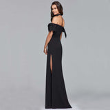 off shoulder  2024 Women's Wrapped Chest Lace-up Side Slit Sleeveless Dress Dress Dress