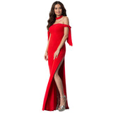 off shoulder  2024 Women's Wrapped Chest Lace-up Side Slit Sleeveless Dress Dress Dress