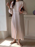 Amfeov Elegant Puff Sleeve Pleated Dress