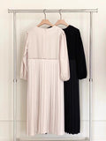 Amfeov Elegant Puff Sleeve Pleated Dress