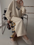 Amfeov Letter Print Patchwork Contrast Plaid Dress