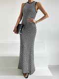 Amfeov Sexy Sleeveless Striped Knitted Mermaid Dress