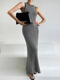 Amfeov Sexy Sleeveless Striped Knitted Mermaid Dress