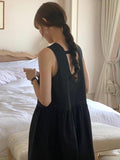 Amfeov V-Neck Open Back Tank Sleeveless Long Dress