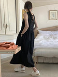 Amfeov V-Neck Open Back Tank Sleeveless Long Dress