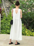 Amfeov V-Neck Open Back Tank Sleeveless Long Dress