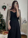 Amfeov V-Neck Lace Crochet Design Sleeveless Slip Dress