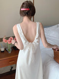 Amfeov Elegant Silk Strappy Backless Slip Dress