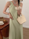 Amfeov Elegant Silk Strappy Backless Slip Dress