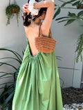 Amfeov Backless Pleated Sling Dress