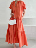 Amfeov V-Neck Pleated Layered Dress