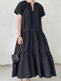 Amfeov V-Neck Pleated Layered Dress