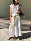 Amfeov V-neck Pleated Long Vest Dress