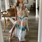 Amfeov Women Clothing Summer Floral Print Slit Loose Irregular Asymmetric Dress Women