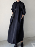 Amfeov Stand Collar Graceful A-line Long Dress