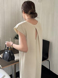 Amfeov Simple Round-neck Open Back Hollow Sleeveless Dress