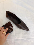 Amfeov 2024 New Summer Casual Flats Fashion Pointed Toe Shoes Women Concise  Leather Women Shoes Sapato Feminino